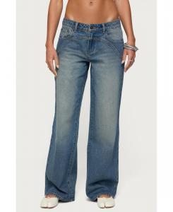 Женские джинсы Ronny с заниженной талией и изогнутой строчкой Edikted, Blue-washed