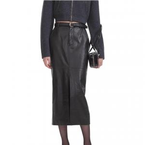 Self-Portrait Классическая черная кожаная длинная юбка Self Portrait для женщин