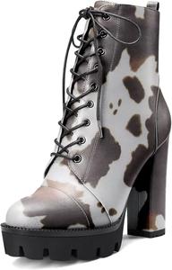Женские ботильоны Castamere на каблуке с платформой, с массивным широким каблуком, круглым носком, короткие, с шнуровкой и молнией, Multicolor B