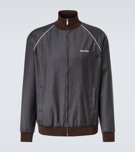 Пиджак из верджинской шерсти с логотипом в полоску Miu Miu, Ardesia