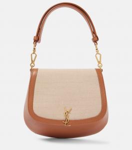 Кожано-тканевая наплечная сумка Voltaire Saint Laurent, Desert Dust/Brick