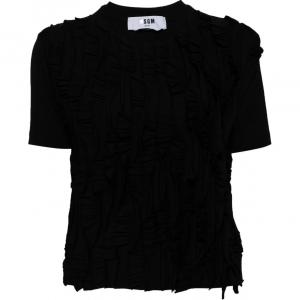 Футболка с рюшами MSGM, черный