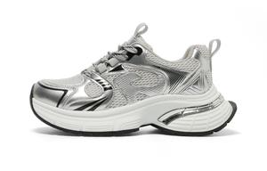 Низкие массивные кроссовки с амортизаторами, устойчивые к истиранию и противоскользящие свойства, женские, серебристые FOREVER 21, Silver