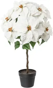 Creativ deco Зимнее искусственное растение "Новогодние украшения", бархатный вариант 75 см, белый