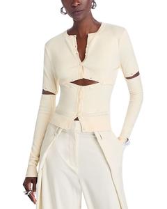 Кардиган с пуговицами и круглым вырезом rokh, слоновая кость/кремовый