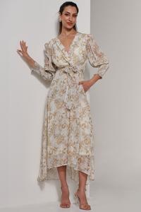 Платье макси с V-образным вырезом и завязкой на талии Jolie Moi, бежевый