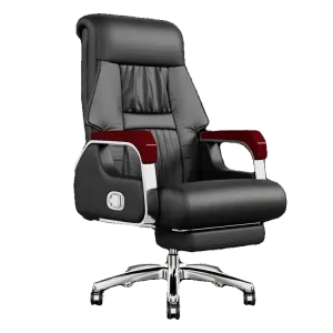 Кресло SIHOO Executive, серое кожаное, с подставкой для ног и массажем