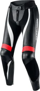 Мотоциклетные брюки REBELHORN Rebel для женщин, кожаные, с защитой коленей и бедер, сменными наколенниками, перфорированными вставками, размеры до 46, Black/Red/White