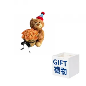 Плюшевая кукла с букетом из креативных стабилизированных цветов медвежьи объятия, высота 38см MAOGEGE