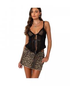 Женский прозрачный сетчатый топ с лентами и завязками Edikted, черный