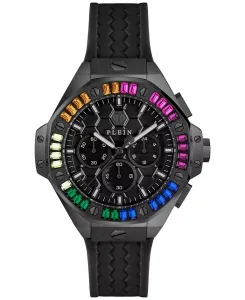 Унисекс-часы Chronograph с черным силиконовым ремешком, 42 мм Philipp Plein