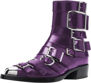 Женские ботинки FSJ классические с острым носком из металла, пряжки, на щиколотку, боковая молния, низкий устойчивый каблук, стильные уличные повседневные туфли, размеры 4-16 US, Purple