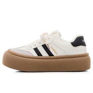 HUANQIU Термические увеличивающие высоту легкие низкие кеды Casual Women's Beige Black