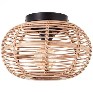 Бриллиантовый потолочный светильник Woodball E27 1 шт. с абажуром из бамбука - диаметр 32 см - регулируемая яркость - E27 макс. 40 Вт Brilliant, Schwarz matt/natur
