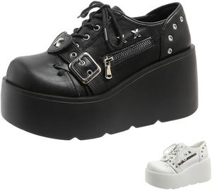 Женские ботинки, платформенные ботинки, униформа, платье, туфли на танкетке, классические оксфорды, подарки Generic, Black