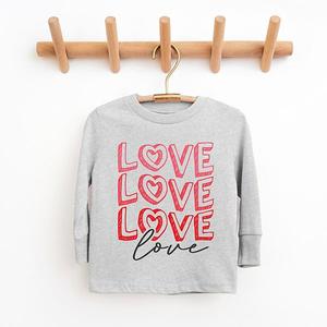 Футболка Love stacked sketched с длинным рукавом The Juniper Shop, Heather Grey