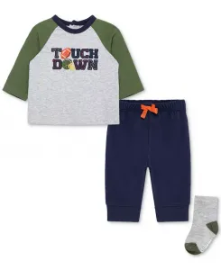 Футболка, спортивные штаны и носки для мальчиков, комплект из 3 предметов Little Me, синий