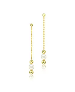 Серьги из стерлингового серебра с покрытием из 14-каратного золота и 5,5-миллиметровым жемчугом пресноводного происхождения Genevive, gold