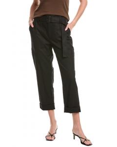 Брюки Винс с поясом из льняной смеси Vince, черный