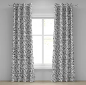 ABAKUHAUS Черно-белая штора на люверсах, рисунок на тему весеннего сада, однотонная, традиционный винтажный завиток, декоративные двухпанельные шторы, 280 см x 175 см, цвет Кокосовый черный Abakuhaus