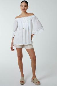 Топ с открытыми плечами и завязкой спереди Blue Vanilla, белый