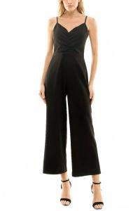 Nicole Miller Однотонный комбинезон из крепа, очень черного цвета