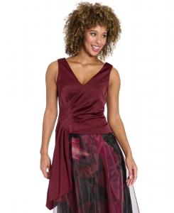 Женская асимметричная плиссированная блузка с V-образным вырезом Muse, Berry