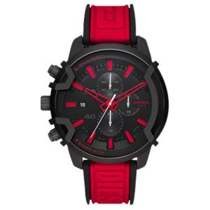DIESEL Часы GRIFFED Cow Demon King Collection Wrist Watch Quartz Movement Silicone Strap Black Dial Men's Watch, Red