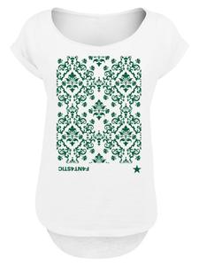 Удлиненная футболка с цветочным узором, зелено-белая F4NT4STIC