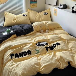 AVIVI Комплект постельного белья 1,5 м, 4 предмета, простыня, пододеяльник 150*200 см, цвет панда-чиз