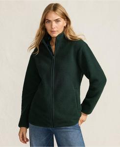 Женская удобная флисовая куртка с высоким ворсом и застежкой-молнией, удобна для невысоких женщин Lands' End, Woodland forest