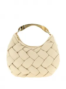 Плетеная сумка-тоут с кожаным эффектом Twinset, бежевый