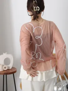 ◎ Прозрачный пуловер с вышивкой из шнура