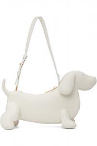 Сумка через плечо Pebble grain baby hector Thom Browne, белый