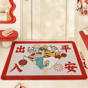 Dajiang Ковер 80x120 см для прихожей Safe And Sound Red Doormat, новогодний, с петлевым ворсом, противоскользящий, с дизайном фонаря