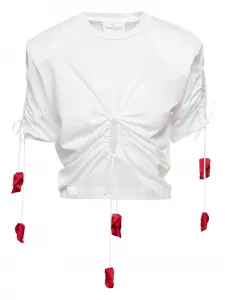 Топ с розой и завязками Ana Radu, белый