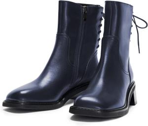 Женские ботильоны FSJ с квадратным носком, массивным каблуком, шнуровкой, низкой платформой, на среднем голенище, челси-стиля, с боковой молнией, модные короткие ботинки, размеры 4-15 US, Blue