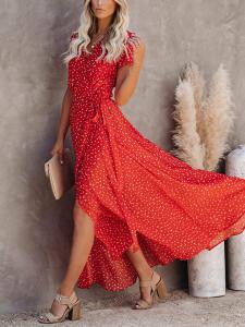 Длинное платье Milan Kiss, красно-белый