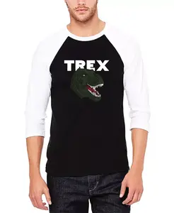 Мужская футболка с регланным рукавом и принтом "Word Art" в виде головы тираннозавра (T-Rex) LA Pop Art, мультиколор