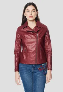 Куртка из искусственной кожи с байкерским эффектом Koroshi, Granate Maroon