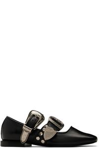 SSENSE Эксклюзивные черные балетки из кожи с металлическим покрытием Toga Pulla