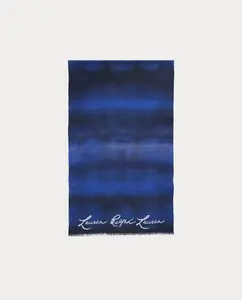 Женский шарф из смесовой шерсти в технике тай-дай Lauren Ralph Lauren, темно-синий