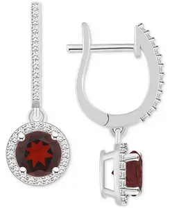 Серьги-Подвески с застежкой-рустиком из стерлингового серебра с родолитовым гранатом (2-1/5 карата tw) и бриллиантами (1/3 карата tw) (также с опалом, голубым топазом, аметистом, перидотом и цитрином) Macy'S, garnet