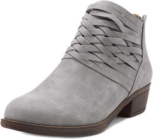 Женские винтажные ботильоны YDN с круглым носком, ремешками, невысоким толстым каблуком, молнией сзади и перекрестными обмотками, повседневная офисная обувь, Light Grey