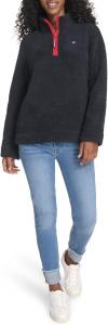 Женский пуловер Tommy Hilfiger с воротником-стойкой и молнией 1/4 из мягкой шерпы, Sky Captain