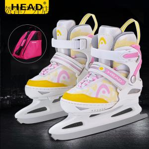HEAD Коньки для фигурного катания OVER HEELS детские, регулируемые, для начинающих, с лезвиями, теплые, цвет pink, с сумкой Heid pink, размер M [26-31], длина стопы 15-18 см