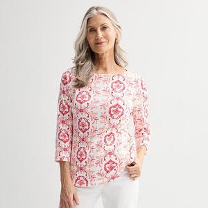 Женский топ с лодочкой Croft & Barrow, Pink Vibrant Tile