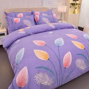 LUOLAI HOME Комплект постельного белья, 4 предмета, простыня, пододеяльник 200x230 см, цвет лавандовый фиолетовый