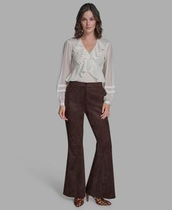 Женские брюки в тонкую полоску с высокой посадкой BCBG, Truffle