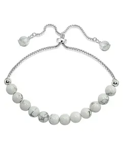 Регулируемый браслет из натуральных камней и серебряной пластины Macy'S, howlite